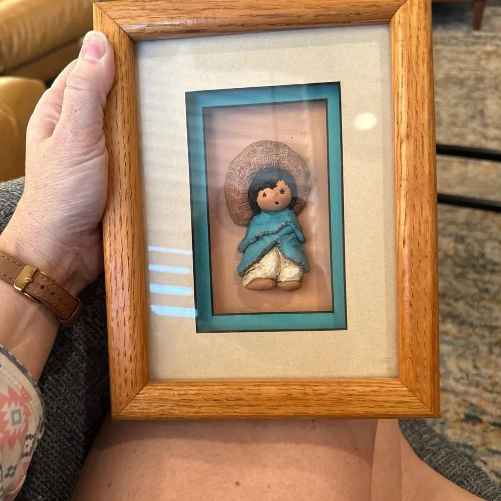 Framed Clay Figurine Art